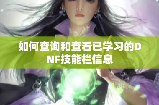 如何查询和查看已学习的DNF技能栏信息