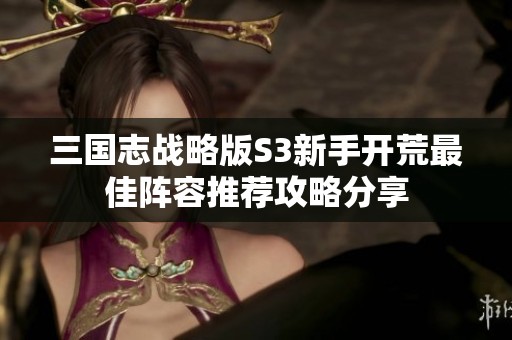 三国志战略版S3新手开荒最佳阵容推荐攻略分享