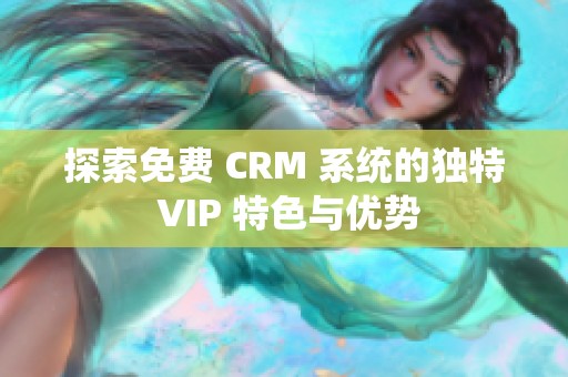 探索免费 CRM 系统的独特 VIP 特色与优势