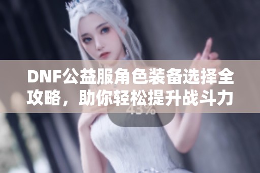 DNF公益服角色装备选择全攻略，助你轻松提升战斗力