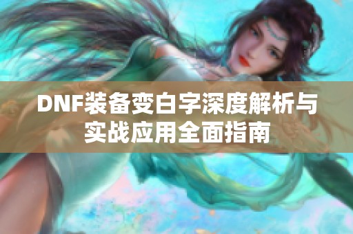 DNF装备变白字深度解析与实战应用全面指南