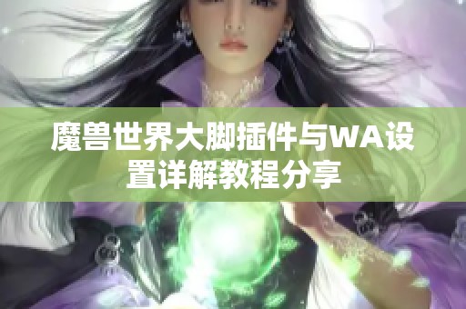 魔兽世界大脚插件与WA设置详解教程分享